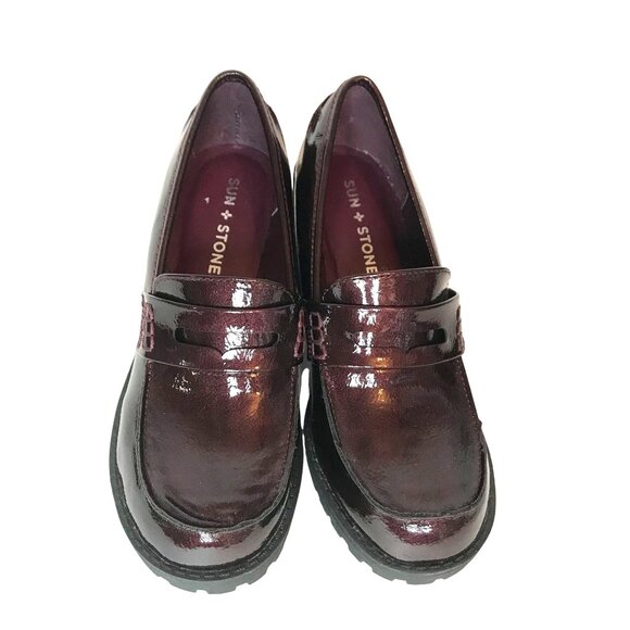 Sun & Stone Maycee Womens Chunky Heel Vegan Shoes 6.5 Burgundy NEW - Picture 2 of 9